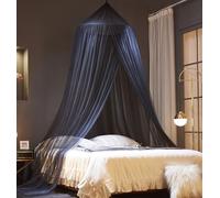 Mengersi Bed Canopy Mosquito Net for Bed, Canopy Bed Curtains, Dome Mosquito Netting Bed Tent, Indoor Outdoor, Black, Full Size