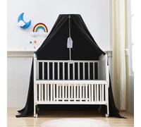 Mengersi Blackout Sleep Tent Crib Tent with Canopy Frame for Toddlers,Crib and Pack N Play Bed Blackout Cover Baby Sleep Tent,Travel Tent Canopy Portable Privacy Tent (Black)