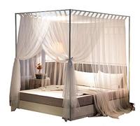 Mengersi Canopy Bed Curtains and Frame, Bedroom Decoration Accessories (Full, White)