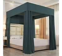 Mengersi Canopy Bed Curtains Bed Canopy Bedroom Decoration Bed Curtains,Not Include Poles (Queen,Dark Green)