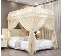 Mengersi Canopy Bed Curtains Queen Sizes,Bed Canopy for Girls Royal Luxurious Cozy Bed Drapes Girls Room Decor(Ivory,Queen)