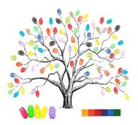 mengger Fingerprint Tree Wedding Guestbook Creative DIY Painting Significant Wedding Birthday Party Guest Signature Book Canvas