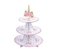 MengH-SHOP 3 Tier Unicorn Round Cupcake Stand for Baby Shower Birthday Theme Party