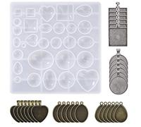 MengH-Shop 31 x Resin Silicone Mould for Jewellery Making Tools and Resin Casting Tools and Pendant Holders for DIY Bracelet Pendant