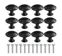 MengH-SHOP Cabinet Knob Round Door Knobs 30mm Mushroom Shape Pull Handle with Screws for Cabinet Wardrobe Drawer Cupboard 12 Pieces Black