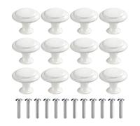 MengH-SHOP Cabinet Knob Round Door Knobs 30mm Mushroom Shape Pull Handle with Screws for Cabinet Wardrobe Drawer Cupboard 12 Pieces White (DQMGLS01_WH12-MHKJ)