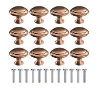 MengH-SHOP Cabinet Knob Round Door Knobs 30mm Mushroom Shape Pull Handle with Screws for Cabinet Wardrobe Drawer Cupboard 12 Pieces Red Copper