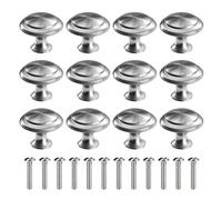 MengH-SHOP Cabinet Knob Round Door Knobs 30mm Mushroom Shape Pull Handle with Screws for Cabinet Wardrobe Drawer Cupboard 12 Pieces Silver