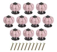MengH-SHOP Cabinet Knob Round Door Knobs Pumpkin Shape Pull Handle with Screws for Cabinet Wardrobe Drawer Cupboard 10 Pieces Pink