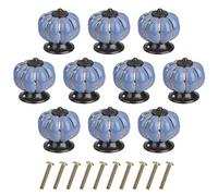MengH-SHOP Cabinet Knob Round Door Knobs Pumpkin Shape Pull Handle with Screws for Cabinet Wardrobe Drawer Cupboard 10 Pieces Blue