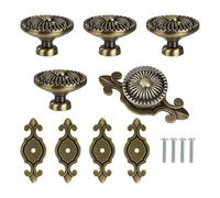 MengH-SHOP Cabinet Knob Round Door Knobs Vintage Ceramic Pull Handle with Screws for Cabinet Wardrobe Drawer Cupboard 5 Pcs Copper