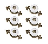 MengH-SHOP Cabinet Knob Round Door Knobs Vintage Ceramic Pull Handle with Screws for Cabinet Wardrobe Drawer Cupboard 6 Pcs Copper & White