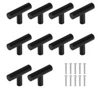 MengH-SHOP Cabinet Knob Stainless Steel Drawer Knobs Single Hole Door Knobs T Bar Pull Handle with Screws for Cabinet Wardrobe Drawer Cupboard 10 Pieces Black