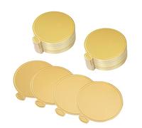 MengH-SHOP Cake Boards Round Mousse Cake Cardboard Gold Cupcake Cake Base Dessert Displays Tray for Dessert Buffet, Wedding, Parties, Cake Pastry Cup 100 Pieces