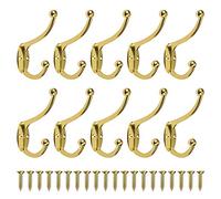 MengH-SHOP Coat Hook Wall Clothes Hooks Antique Vintage Hanger Heavy Duty Wall Mount Coat Rack for Door Bathroom Bedroom Kitchen 10 Pack Gold