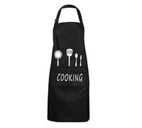MengH-SHOP Cooking Apron Unisex Kitchen Cooks Apron Waterproof Bib Apron with 2 Pockets and Adjustable Neck Strap Oil Proof Chef Apron for Baking Gardening Bar Craft BBQ Coffee Restaurant (Black)