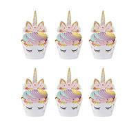MengH-SHOP Cupcake Toppers Eyelash Cupcake Wrappers Unicorn Cupcake Wraps Liner Baking Cup for Kids Girls Birthday Themed Party Baby Shower 24 Sets