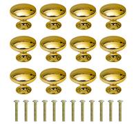 MengH-Shop Drawer Knob, Round Cabinet Knobs, 30 mm, Furniture Knob with Alloy Screw for Cupboard, Drawer, Kitchen, Pack of 12, Gold