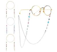 MengH-SHOP Eyeglass Chains Elegant Eyewear Retainer Colorful Glass Bead Sunglasses Chain Women Reading Glasses Holder Lanyard with Non-Slip Silica Gel Buckles 4 Pieces (Gold and Silver)