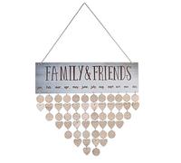 MengH-SHOP Family Birthday Board Wooden Calendar Wall Hanging Plaque Board with 50 Pieces Blank Board for Home Office Decoration Grey