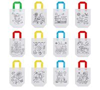 MengH-SHOP Graffiti Bag Non-Woven DIY Kids Party Tote Bag Eco Pattern Coloring Crafts Self Paint for Arts Color Filling Gifts 12 Patterns 24 Pack