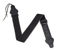 MengH-SHOP Guitar Strap Adjustable Guitar Shoulder Strap Soft Cotton and PU Leather Ends Guitar Straps with 3 Guitar Pick Holders for Bass Electric & Acoustic Guitars (Black)