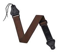 MengH-SHOP Guitar Strap Adjustable Guitar Shoulder Strap Soft Cotton and PU Leather Ends Guitar Straps with 3 Guitar Pick Holders for Bass Electric & Acoustic Guitars (Brown)