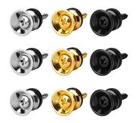 MengH-SHOP Guitar Strap Buttons End Pins Metal Guitar Strap Locks Pin with Mounting Screws and Rubber Cushions for Acoustic Classical Electric Guitar Bass Ukulele 9 Pack (Gold, Silver, Black)