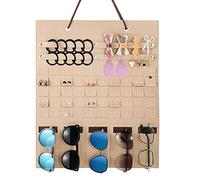 MengH-SHOP Hanging Jewelry Display Organizer Felt Sunglasses Storage Organizer Foldable Wall Hanging Organiser for Jewelry Earrings Rings Bracelets Necklaces Hair Accessories (40 x 50cm)