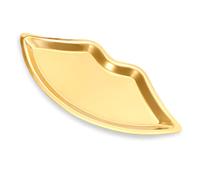 MengH-SHOP Ornaments Plate Stainless Steel Lip Shape Storage Tray for Cosmetics Trinket Jewelry Key Desserts Tea Snack Fruit Decorative Gold