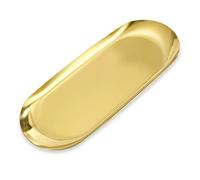 MengH-SHOP Ornaments Plate Stainless Steel Oval Storage Tray for Cosmetics Trinket Jewelry Key Desserts Tea Snack Fruit Decorative Gold