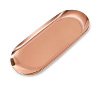 MengH-SHOP Ornaments Plate Stainless Steel Oval Storage Tray for Cosmetics Trinket Jewelry Key Desserts Tea Snack Fruit Decorative Rose Gold