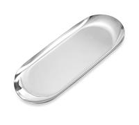 MengH-SHOP Ornaments Plate Stainless Steel Oval Storage Tray for Cosmetics Trinket Jewelry Key Desserts Tea Snack Fruit Decorative Silver
