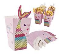 MengH-SHOP Popcorn Boxes Mermaid Pop Corn Box Cardboard Snack Candy Containers for Movie Night, Carnival, Birthday Party 24 Pieces