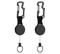 MengH-SHOP Retractable Keychain Heavy Duty Keyring Carabiner Clip Key Fob with Rope Multitool for Men Key ID Badges Card 2pcs