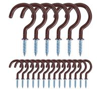 MengH-SHOP Screw Hooks Vinyl Coated Screw-in Cup Hooks 2.0 Inch Ceiling Hooks Metal Wall Hang Hooks Great for Coffee Tea Cup, Plant, Light, Mug Indoor & Outdoor Use 20 Pieces (Brown)