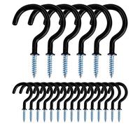 MengH-SHOP Screw Hooks Vinyl Coated Screw-in Cup Hooks 2.0 Inch Ceiling Hooks Metal Wall Hang Hooks Great for Coffee Tea Cup, Plant, Light, Mug Indoor & Outdoor Use 20 Pieces (Black)