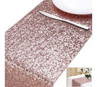 MengH-SHOP Table Runner Glitter Round Sequins Fabric for Wedding Birthday Party Baby Showers Table Cloth Decoration 12 * 110 inch Rose Gold