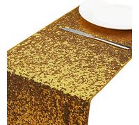 MengH-SHOP Table Runner Glitter Round Sequins Fabric for Wedding Birthday Party Baby Showers Table Cloth Decoration 12 * 110 inch Gold