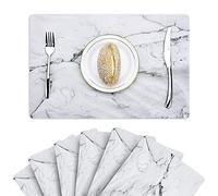 Menghao 6 PCS Waterproof Placemats Environmental materials multiple styles Easy Clean for Kids Educational Learning Kitchen Dinner Party((Marble)