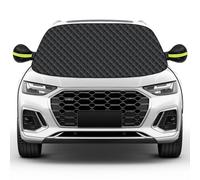 Mengine Car Windscreen Cover, Snow UV Ice Protection Car Windshield with 9 Hidden Magnets, Side Wing Mirror Covers & 2 Additional Hooks,Frost Guard Fit for Cars in All Weather(Black, 157×126cm)