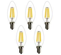 Mengjay® 5-Pack Replaces 35 Watt E14 LED Candle Light Bulb 2700 K Warm White Filament Thread Filament Light Bulb 360 ° 230 V AC Only Glass, Not dimmable, E14, 6.00 wattsW, 220.00 voltsV