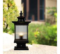 Mengjay Black Square Column Post Lights E27 Waterproof Outdoor Pillar Light Outside Rainproof Aluminum Garden Landscape Column Light Path Patio Courtyard Floor Pillar Lamp