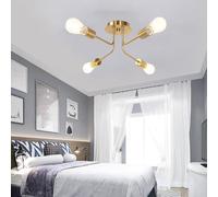 Mengjay Chandelier Ceiling Light, Modern Chandelier, E27 Base Industrial Ceiling Pendant Light for Bedroom Living Room Kitchen Farmhouse Art Exhibition Hall (Gold, 4xFlaming)