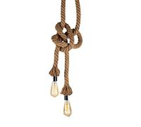 Mengjay Double Head Hemp Rope Hanging Light Industrial Retro Pendant Ceiling Light E27 Socket Lamp Vintage Ceiling Light Country Style Dining Hall Bar Restaurant Cafe Lighting