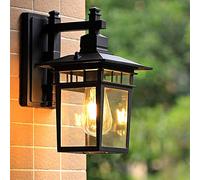 Mengjay Glass Lantern Wall Sconce Light Vintage Outdoor Waterproof Rustproof Wall Lamp Outside Decoration Aluminum Metal Wall Lantern for Corridor Villa Patio Garden (C)