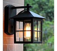 Mengjay Glass Lantern Wall Sconce Light Vintage Outdoor Waterproof Rustproof Wall Lamp Outside Decoration Aluminum Metal Wall Lantern for Corridor Villa Patio Garden (B)