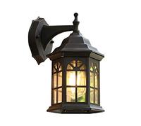 Mengjay Glass Lantern Wall Sconce Light Vintage Outdoor Waterproof Rustproof Wall Lamp Outside Decoration Aluminum Metal Wall Lantern for Corridor Villa Patio Garden (C)