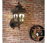 Mengjay Glass Lantern Wall Sconce Light Vintage Outdoor Waterproof Rustproof Wall Lamp Outside Decoration Aluminum Metal Wall Lantern for Corridor Villa Patio Garden (E)