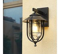 Mengjay Glass Lantern Wall Sconce Light Vintage Outdoor Waterproof Rustproof Wall Lamp Outside Decoration Aluminum Metal Wall Lantern for Corridor Villa Patio Garden (D)